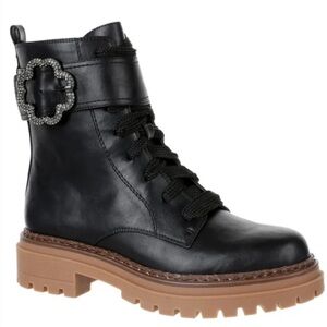 NEW Sam & Libby SAMANTHA Women’s Faux Leather Black Combat Boots Size 8.5